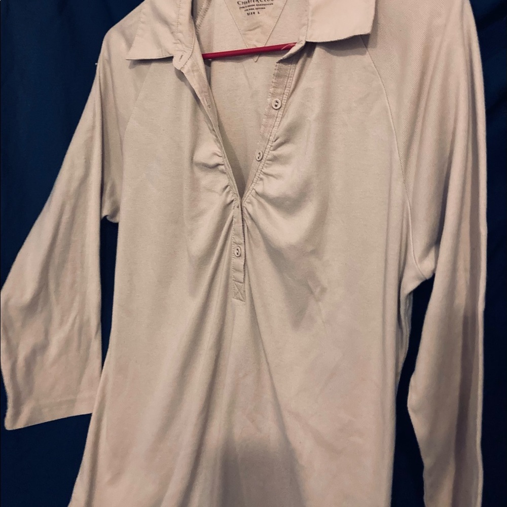 Long Sleeve Beige Knit Shirt - Picture 3 of 6